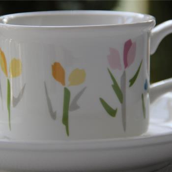 郁金香 北歐風陶瓷中古咖啡杯復古花卉下午茶杯家用ins