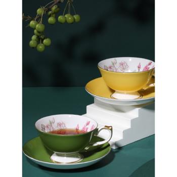 Aynsley安斯麗 色釉紅玫瑰英國骨瓷咖啡杯禮盒高檔下午茶杯子套裝