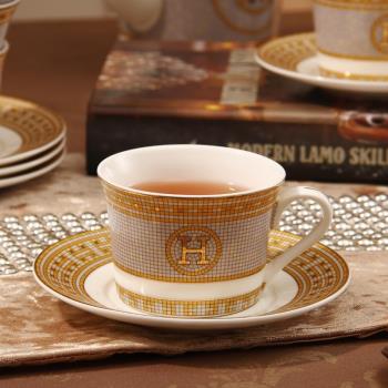 歐式陶瓷咖啡杯碟帶勺子套裝三件套現代風簡約家用聚會茶杯花茶杯