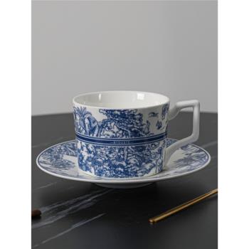 叢林虎歐式陶瓷復古下午茶咖啡杯 插畫風杯碟
