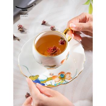 中秋節禮國瓷永豐源幸福和鳴2頭杯碟180ml 陶瓷茶杯咖啡杯1杯1碟