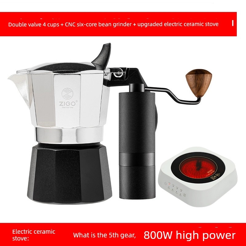 ZIGO摩卡壺雙閥高壓特濃煮咖啡壺家用戶外手沖意式好油脂濃縮器具|咖啡