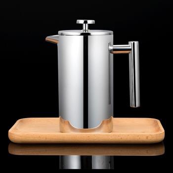 雙層304不銹鋼保溫法壓壺過濾家用大容量手沖咖啡壺牛奶打泡器