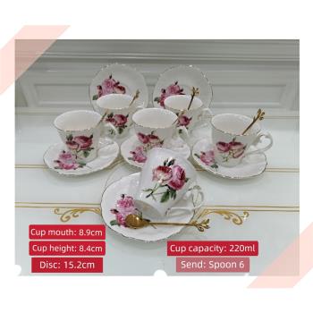 玫瑰花杯紅茶花茶杯下午茶杯酒店賓館飯店客房咖啡廳咖啡杯骨瓷杯
