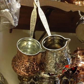 土耳其進口手工咖啡壺阿拉伯銅鍍錫雕花銅壺特別加厚土耳其咖啡壺