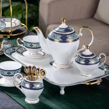 白瓷高檔咖啡杯碟套裝陶瓷家用英式下午茶具水杯設計師款咖啡勺子