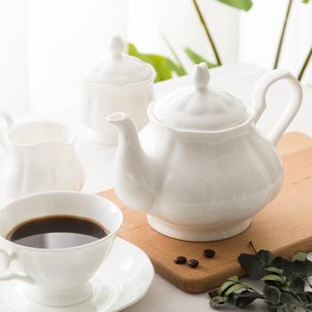 歐式純白陶瓷咖啡壺套裝宮廷高檔茶壺家用大容量英式下午茶奶茶壺