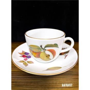 英國產皇家伍斯特Royal Worcester Evesham骨瓷咖啡杯下午茶杯碟