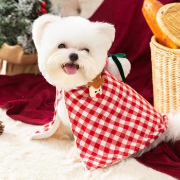 新款秋冬季圣誕節新年斗篷狗狗披肩加厚保暖衣服中小型犬泰迪貓咪
