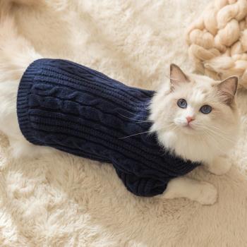 新款貓咪衣服簡約風純色毛衣加厚保暖冬天針織衫中小型犬泰迪寵物