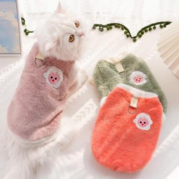 新款寵物服飾秋冬季法蘭絨刺繡小羊加厚保暖狗狗貓咪衣服用品