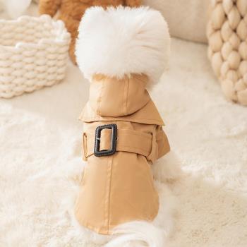 新款春秋季小狗狗衣服連帽卡其風衣外套中小型犬泰迪比熊寵物貓咪