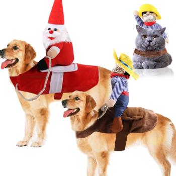 新款大狗狗衣服貓咪寵物用品騎馬裝變身萬圣圣誕老人衣服搞怪小中