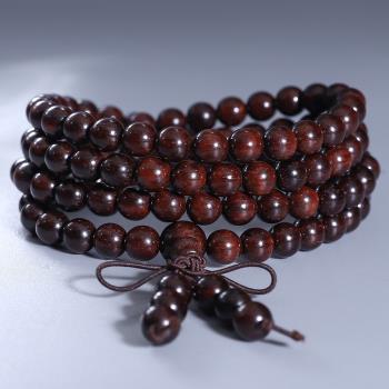 贊比亞小葉紫檀108顆手鏈血檀老料高密佛珠木質文玩念珠紅木