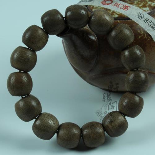 印尼加里曼丹黑油老料天然沉香手串蘋果珠佛珠手鏈霸氣桶形 保真
