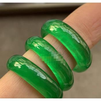 天然緬甸老坑翡翠戒指冰種帝王綠陽綠戒圈男女款玉石指環扳指