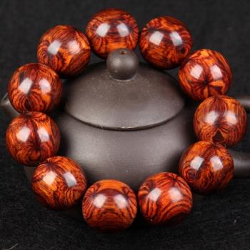海南黃花梨手串2.0對眼鬼臉老料油梨佛珠男海黃手鏈木念珠 20mm