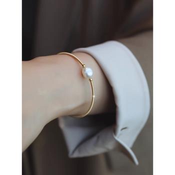 MAKE&KANA2024年新款天然珍珠手鐲法式簡約精致輕奢小眾手環飾品
