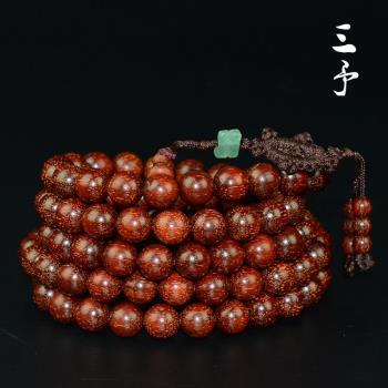 老料順紋 印度小葉紫檀手串10mm*108念珠 1.0車掛 文玩檀木男女款