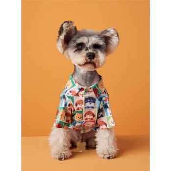 寵物狗狗貓咪衣服可愛印花小狗圖案短袖襯衫夏季新中小型犬