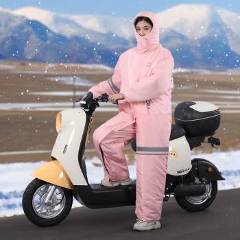 高檔摩托車騎行服男女機車服防風防水冬季電動車加絨加厚分腿擋風
