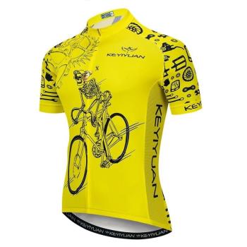 Keyiyuan Mens Cycling Jersey Yellow Short Sleeve Top