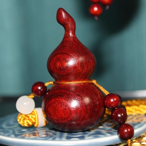 途豪班印度小葉紫檀木雕刻葫蘆手把件掛件掛墜精品紅木文玩工藝品