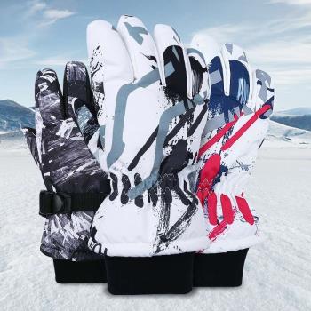 商滑雪冬季兒童手套加厚保暖防水戶外騎行款觸屏兒童加絨手套