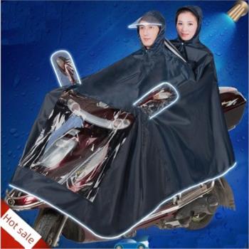 雙人 摩托電動自行車雨衣時尚韓國透明大帽檐頭盔式加厚加大雨披