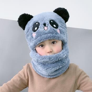 冬季兒童套頭帽戶外保暖圍脖連帽卡通嬰兒帽子寶寶騎車防風防寒帽