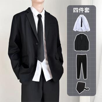 高階感墜感休閑墊肩西服套裝男寬松韓版帥氣潮男裝輕熟風西裝外套