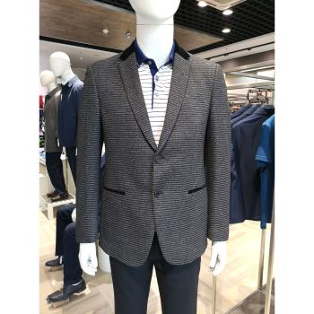 春秋男士外套西服男薄款休閑西裝潮男韓版修身上衣拼接款男式新款