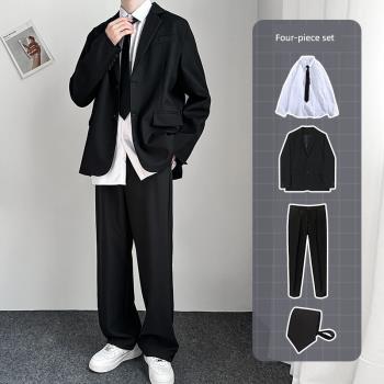 輕奢高階感新郎伴郎商務職業裝西裝套裝男禮服痞帥休閑小西服外套