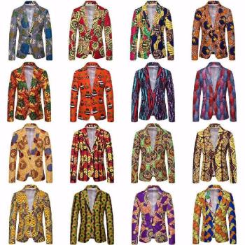 歐碼亞馬遜eBay跨境外貿2021夏季民族風花西裝男士單排扣西服外套