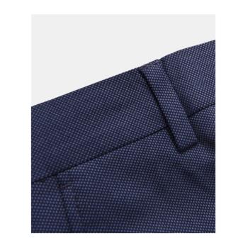 新款千鳥格紋微修身商務休閑藏青色純色微彈垂感商務直筒簡約長褲