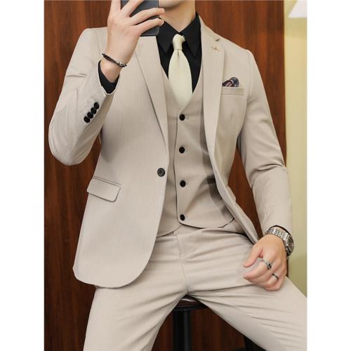 西服套裝男休閑商務正裝外套韓版修身伴郎新郎結婚禮服西裝三件套