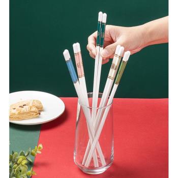 高品質家用陶瓷筷子禮盒輕奢耐高溫白色餐具景德鎮骨瓷小清新易洗