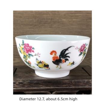 景德鎮陶瓷5英寸米飯碗單只羅漢碗中式復古白瓷碗新年禮物釉上彩