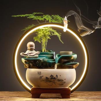 新中式創意循環流水擺件客廳茶幾辦公室桌面景觀家居裝飾禮品
