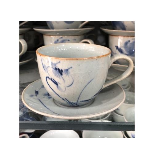清倉景德鎮陶瓷中式青花手繪荷花復古咖啡杯碟下午茶杯牛奶杯禮品