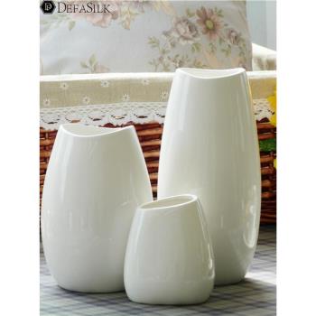 現代簡約景德鎮白色陶瓷花瓶餐桌客廳插花水養裝飾品臥室居家擺件