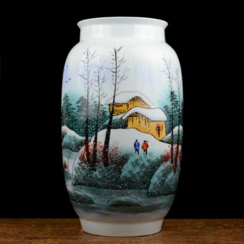 景德鎮陶瓷器手繪花瓶大號名人手工藝術擺件新中式客廳家居裝飾器
