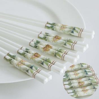 陶瓷筷子家用餐具櫻花不發霉禮品景德鎮高檔創意10雙中式白色北歐