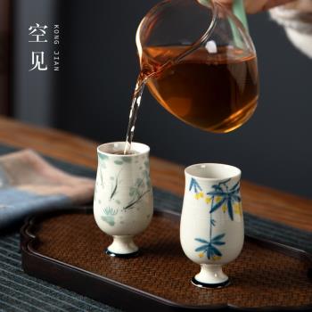 文藝日式手繪茶杯陶瓷景德鎮主人杯功夫杯子和風酒杯聞香杯白酒杯