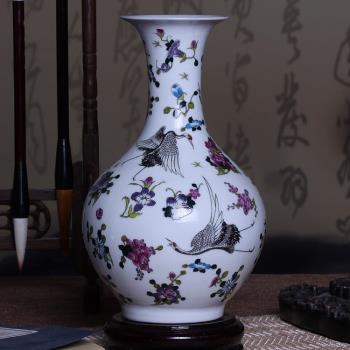 景德鎮陶瓷器粉彩夜光花瓶客廳插花擺件客廳家居裝飾品工藝品