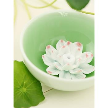 景德鎮陶瓷香爐工藝品手工捏制蓮花碗香插田園家居擺件家居裝飾