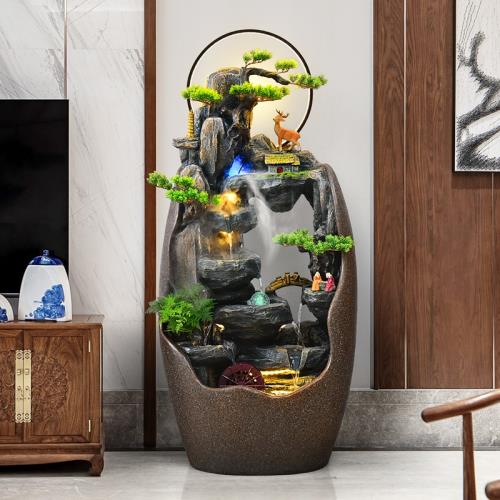 大型落地流水擺件辦公室會所客廳裝飾品電視柜循環水招財創意水車