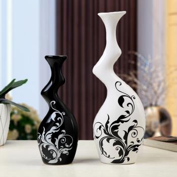 景德鎮陶瓷器花瓶裝飾品黑白簡約抽象藝術品家居客廳臥室軟裝擺設