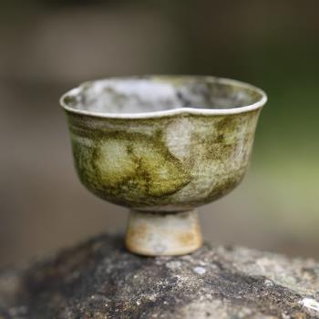 景德鎮柴燒無釉柴窯變單杯品茗杯裸燒自然落灰備前燒窯變窯寶茶具