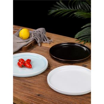 中式簡約平底飯牛排冷涼菜擺盤酒店景德鎮陶瓷餐具餐廳明檔家用碟